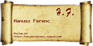 Hanusz Ferenc névjegykártya